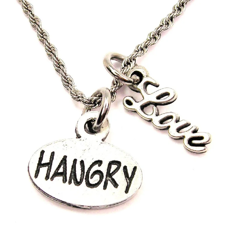 luxury crystal necklaces for women -Hangry 20" Chain Necklace With Cursive Love Accent