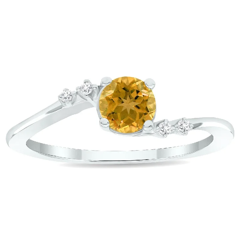 Women's Citrine and Diamond Tierra Ring in 10K White Gold