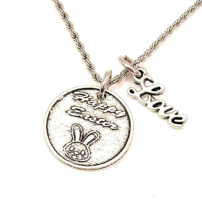 crystal necklaces for women -Happy Easter 20" Chain Necklace With Cursive Love Accent