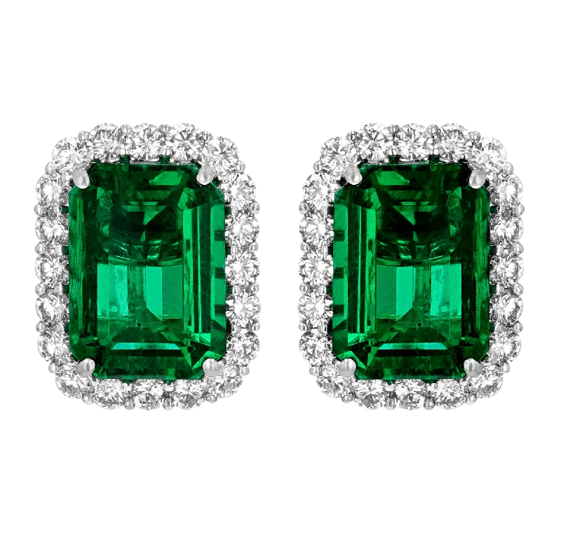 gemstone rings for women -statement earrings for women -Zambian Emerald Earrings, 8.11 Carats