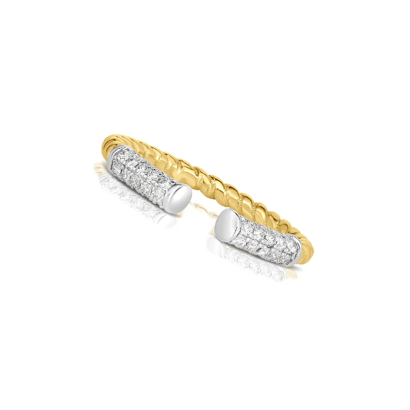 Braided and Open Design Diamond Accented Ring