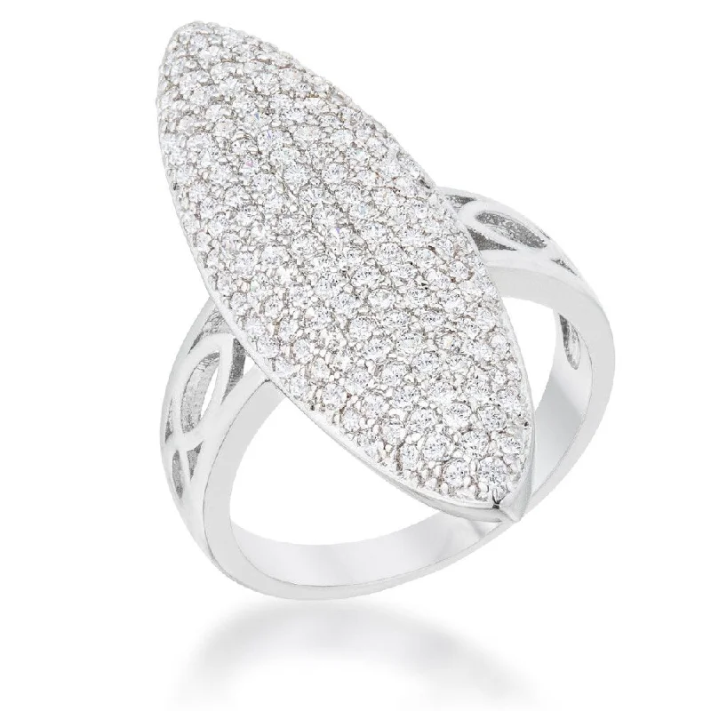 Bella 2.3ct CZ Rhodium Contemporary Cocktail Ring