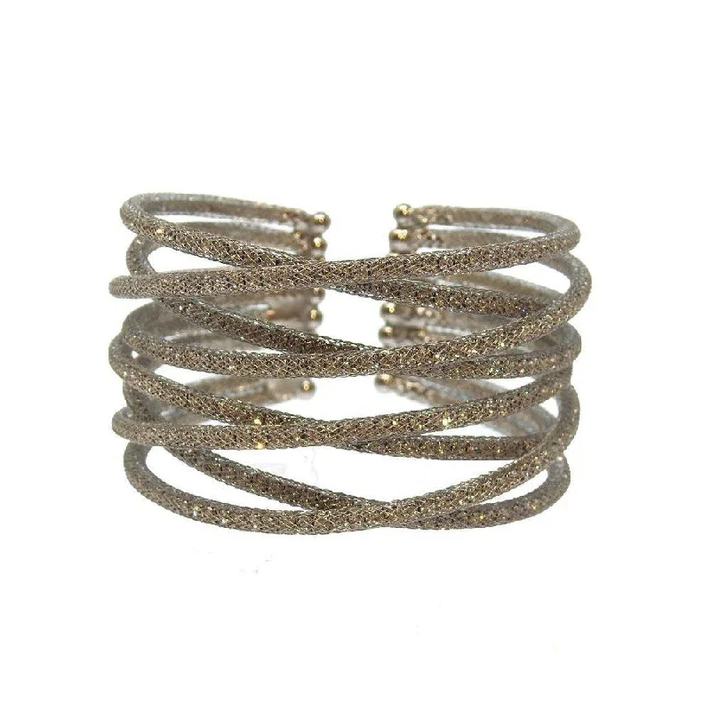 mixed metal bracelets for women -Multi Row Crystal Cuff