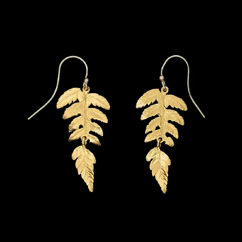 vintage rings for women -drop earrings for women -Fine Fern Earrings - Single Leaf Wire