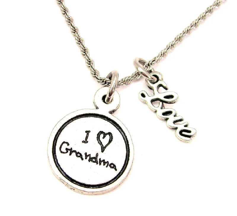 turquoise necklaces for women -I Love Grandma Child Handwriting 20" Chain Necklace With Cursive Love Accent