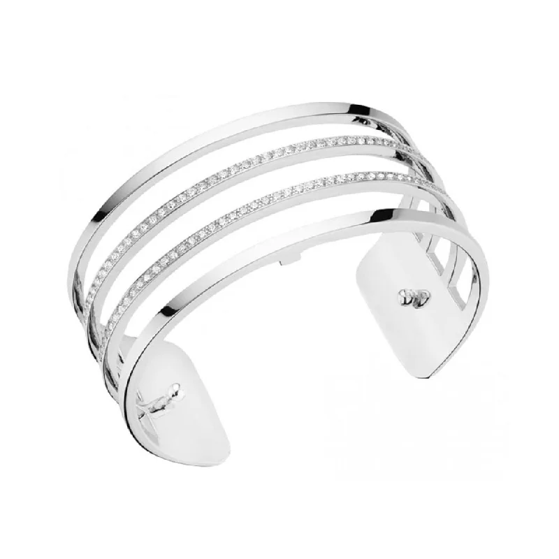 sleek bangles for women -Paralleles Precious 25mm Cuff in Silver