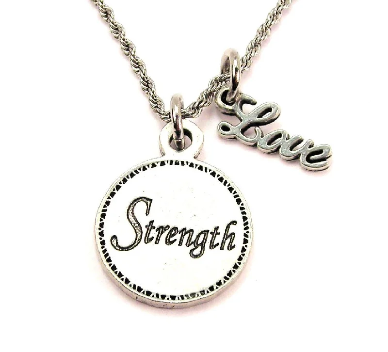 heart necklaces for women -Strength 20" Chain Necklace With Cursive Love Accent