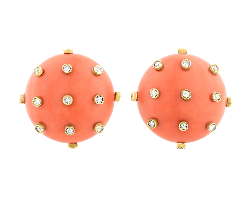 minimalist rings for women -luxury drop earrings -Tiffany & Co. Coral and Diamond Earrings