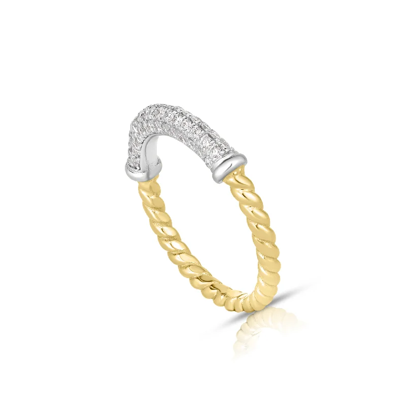 Braided and Diamond Pave Design Ring