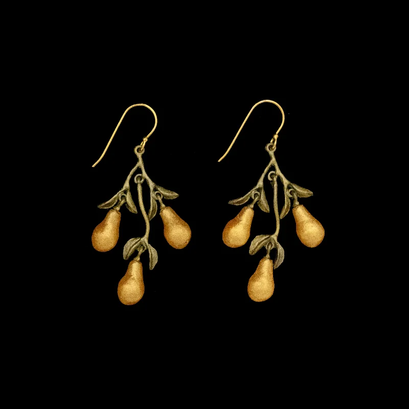 gold plated rings for women -fancy earrings for women -Golden Pear Earrings - 3-Drop Wire