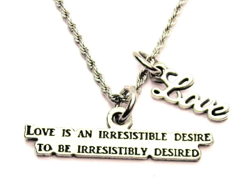 minimalist gold necklaces for women -Love Is An Irresistible Desire To Be Desired 20" Chain Necklace With Cursive Love Accent