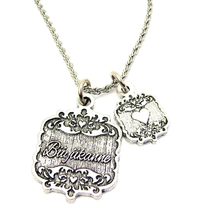 silver bar necklaces for women -Buyukanne Victorian Scroll With Victorian Accent Heart 20" Chain Necklace