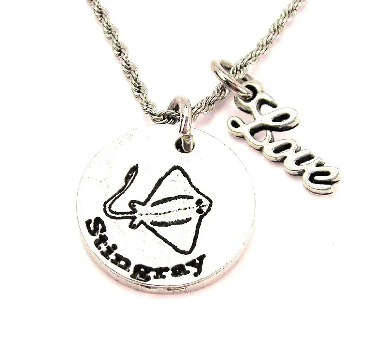 birthstone necklaces for women -Stingray 20" Chain Necklace With Cursive Love Accent