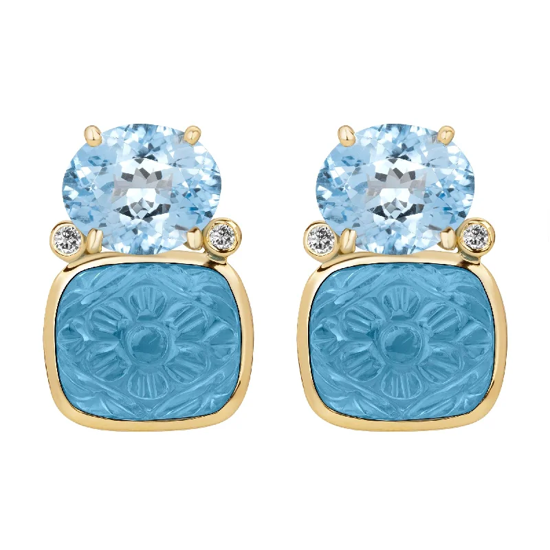 diamond cluster rings for women -diamond drop earrings for women -Earrings - Blue Topaz And Diamond