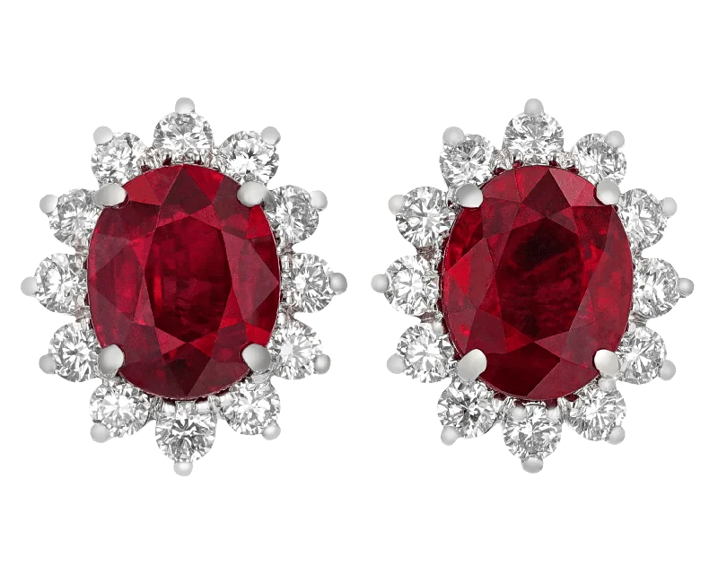 promise rings for women -crystal stud earrings for women -Burma Ruby Earrings, 5.13 Carats