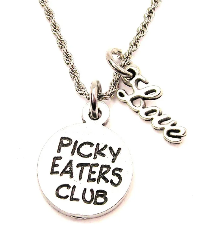 handmade necklaces for women -Picky Eaters Club 20" Chain Necklace With Cursive Love Accent