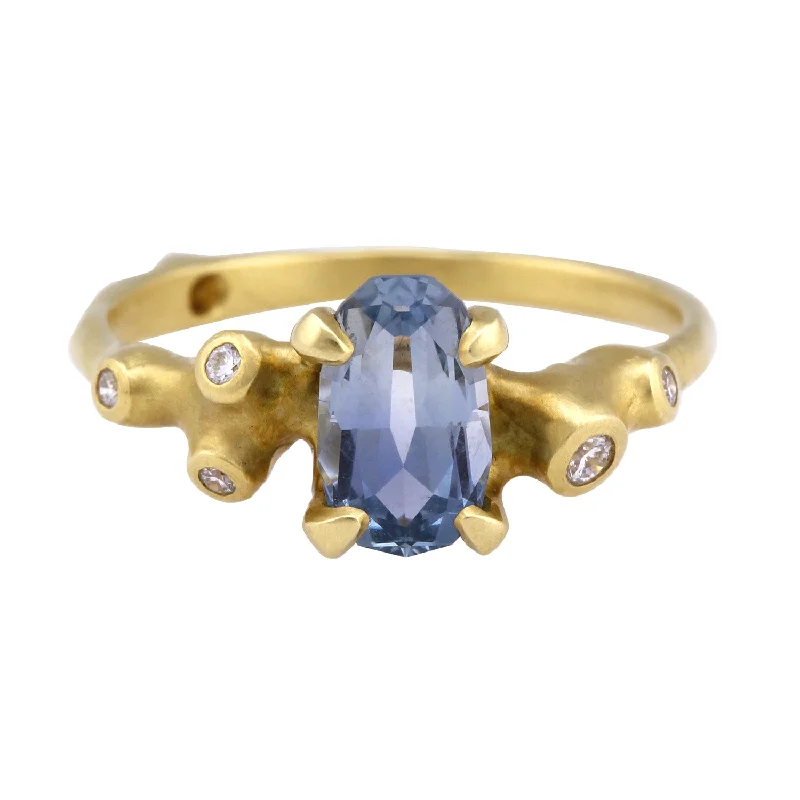 Blue Sapphire Cluster Ring