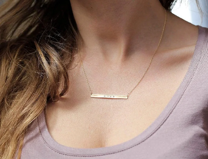 luxury wedding necklaces for women -Name Plate Necklace, Gold Bar Necklace