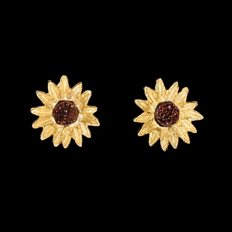 custom birthstone rings -simple diamond earrings -Fine Sunflower Earrings - Post