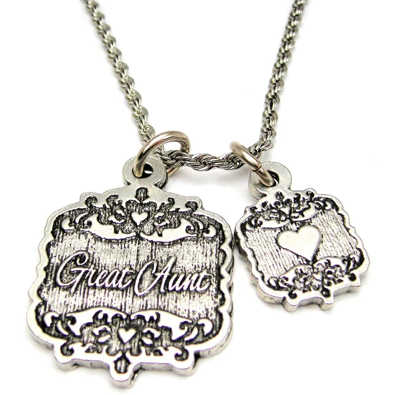 minimalist necklaces for women -Great Aunt Victorian Scroll With Victorian Accent Heart 20" Chain Necklace