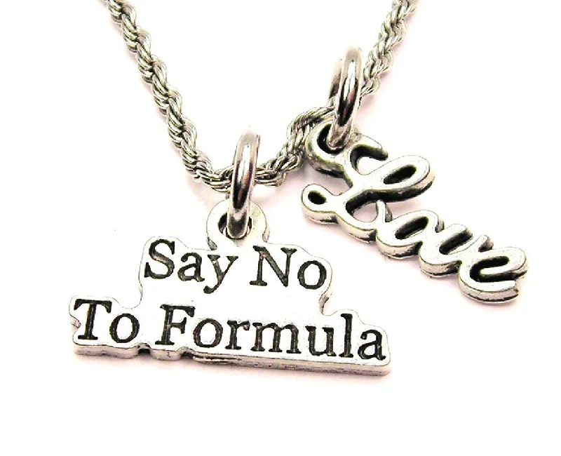 stylish necklaces for women -Say No To Formula 20" Chain Necklace With Cursive Love Accent