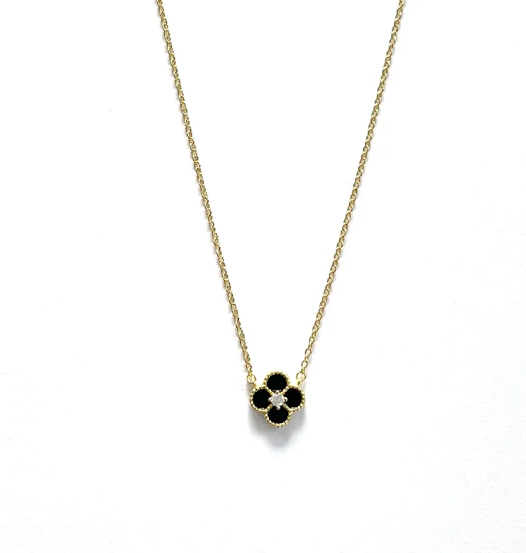 luxury gold necklaces for women -Hadley Enamel & CZ Flower Necklace