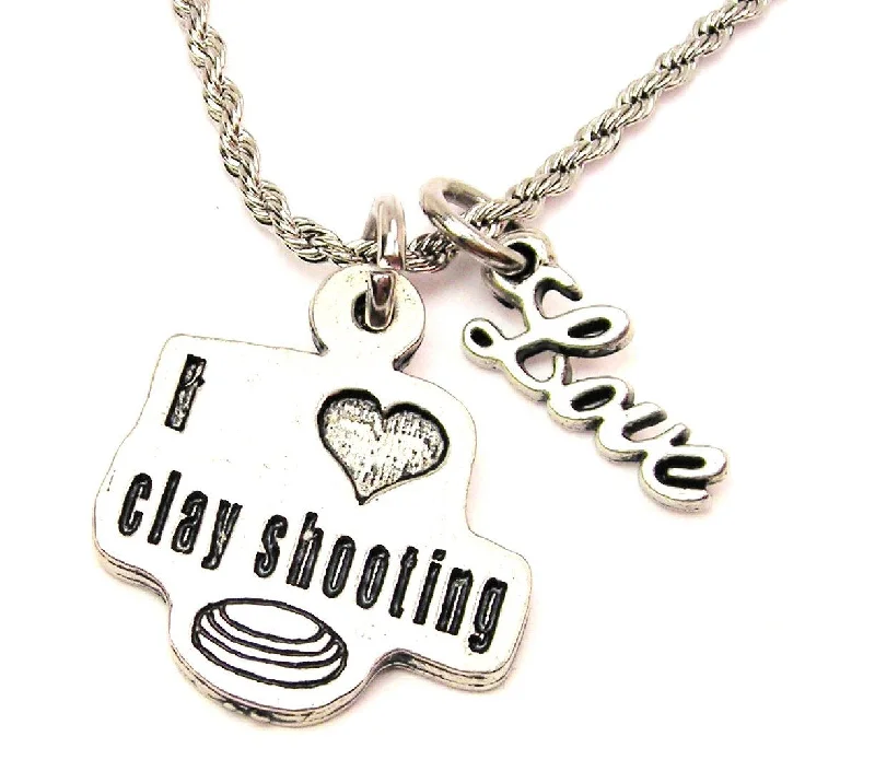 adjustable necklaces for women -I Love Clay Shooting 20" Chain Necklace With Cursive Love Accent