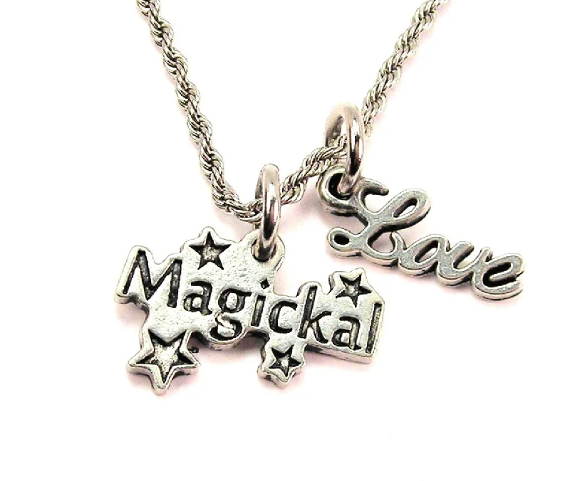 elegant chain necklaces for women -Magickal 20" Chain Necklace With Cursive Love Accent