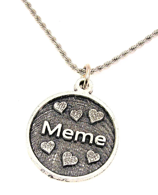 unique necklaces for women -Meme With Hearts Single Charm Necklace