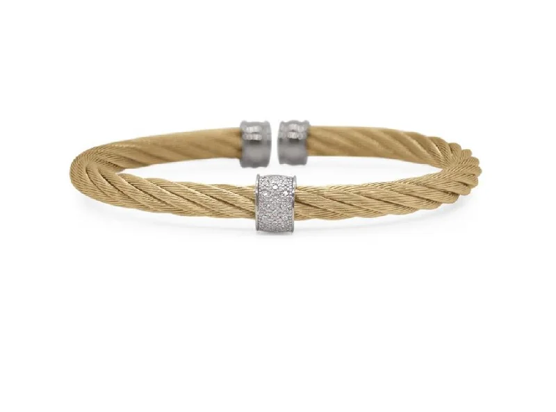 designer bangles for women -Alor Cable Barrel Cuff with Diamonds