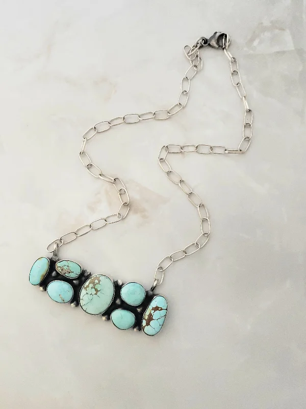 bridal pearl necklaces for women -Stamped Sterling Silver Multiple Royston Turquoise Stone Necklace