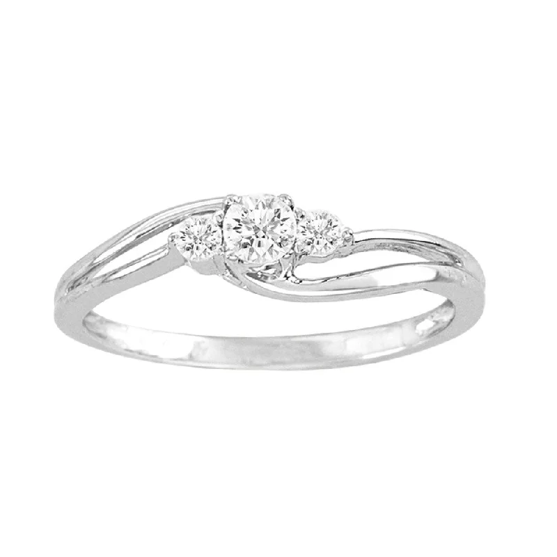 De Couer 10k White Gold 1/4ct TDW Diamond 3-stone Anniversary Ring