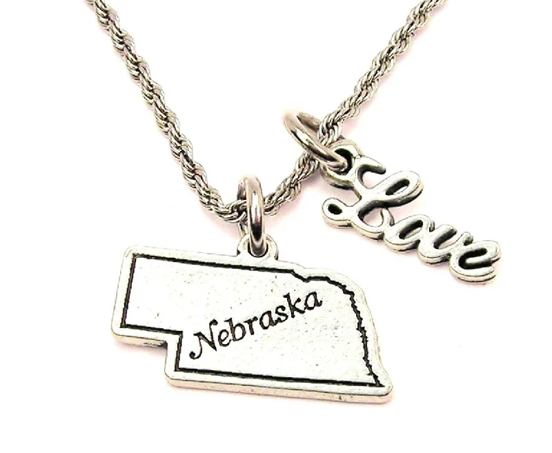 layered necklaces for women -Nebraska 20" Chain Necklace With Cursive Love Accent