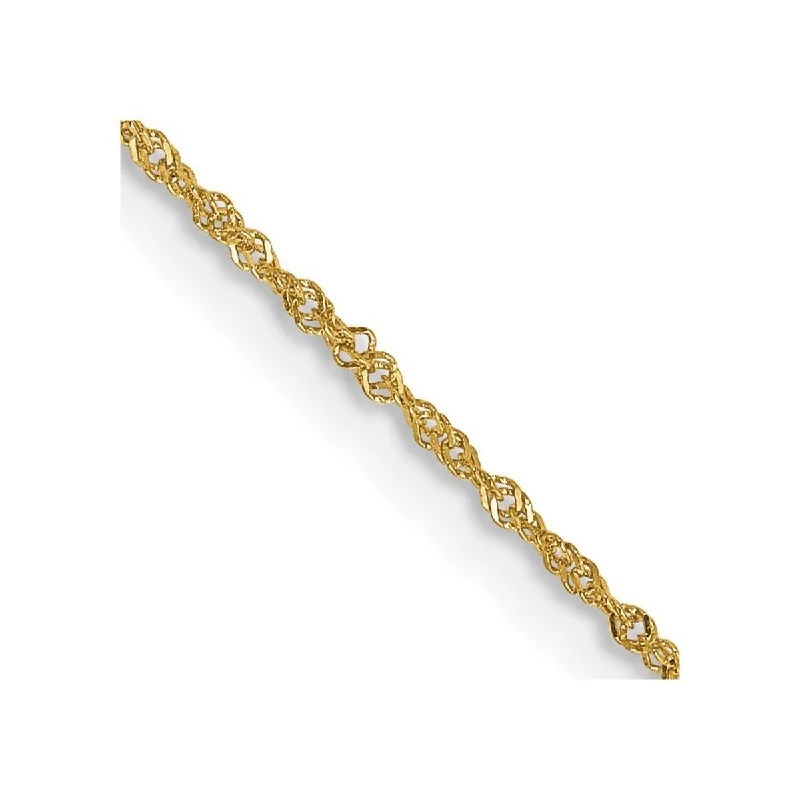 Curata 14k Yellow Gold 9" or 10" 1mm Singapore Chain Anklet (Spring-ring)