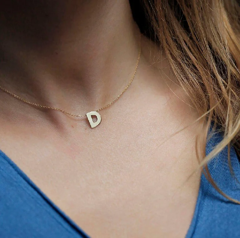 diamond pendant necklaces for women -Solid 14K Gold Necklace With Custom Initial