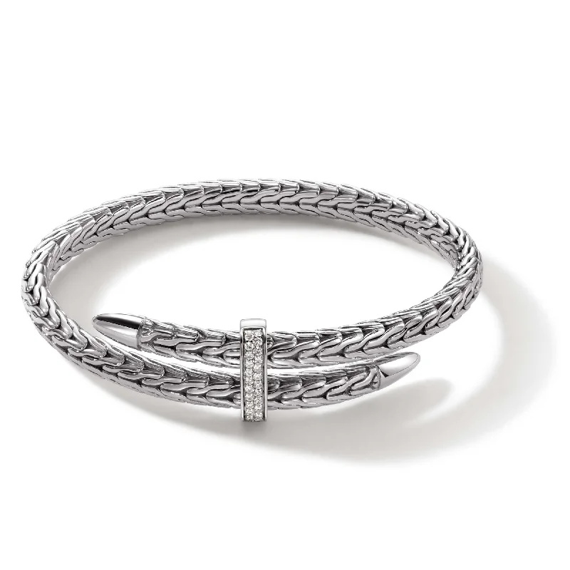 fashion bangles for women -Classic Chain Sterling Silver Bypass Flex Cuff  by John Hardy