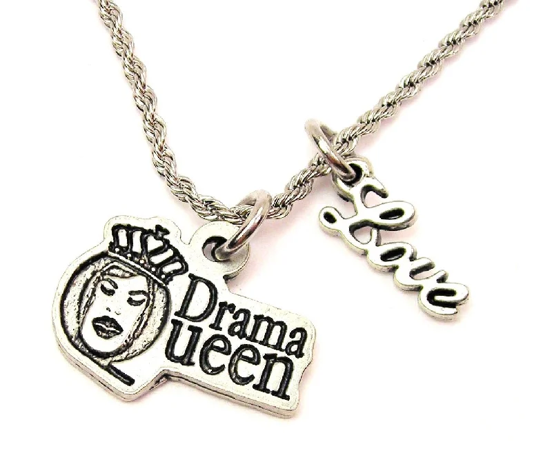 heart-shaped necklaces for women -Drama Queen 20" Chain Necklace With Cursive Love Accent