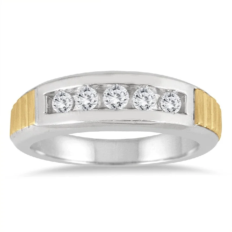 1/2 Carat TW Men's Diamond Channel Ring in 10K Two Tone Gold