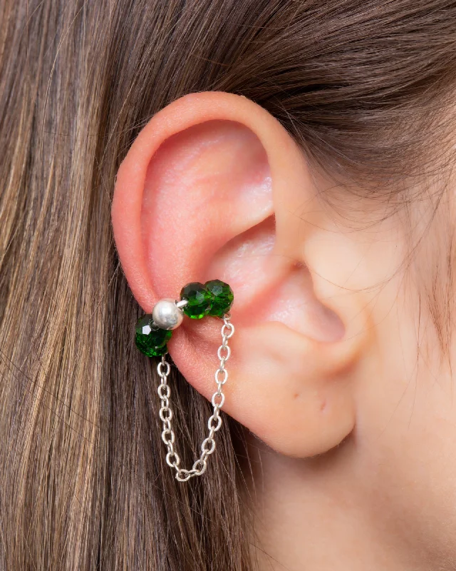 trendy bracelets for women -green stones earcuff