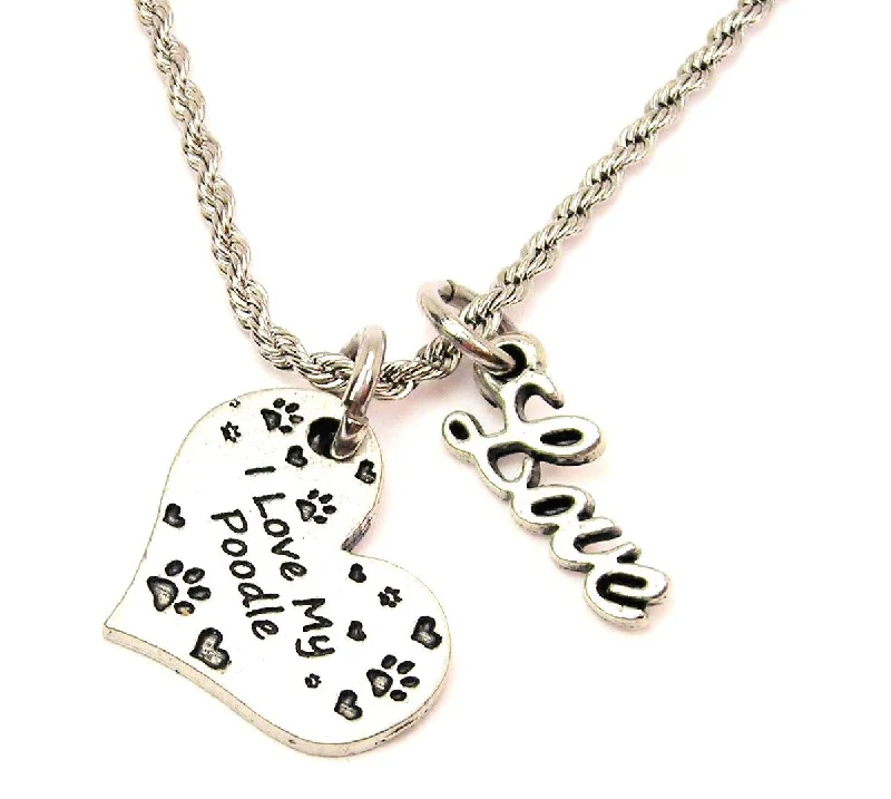 colorful necklaces for women -I Love My Poodle 20" Chain Necklace With Cursive Love Accent