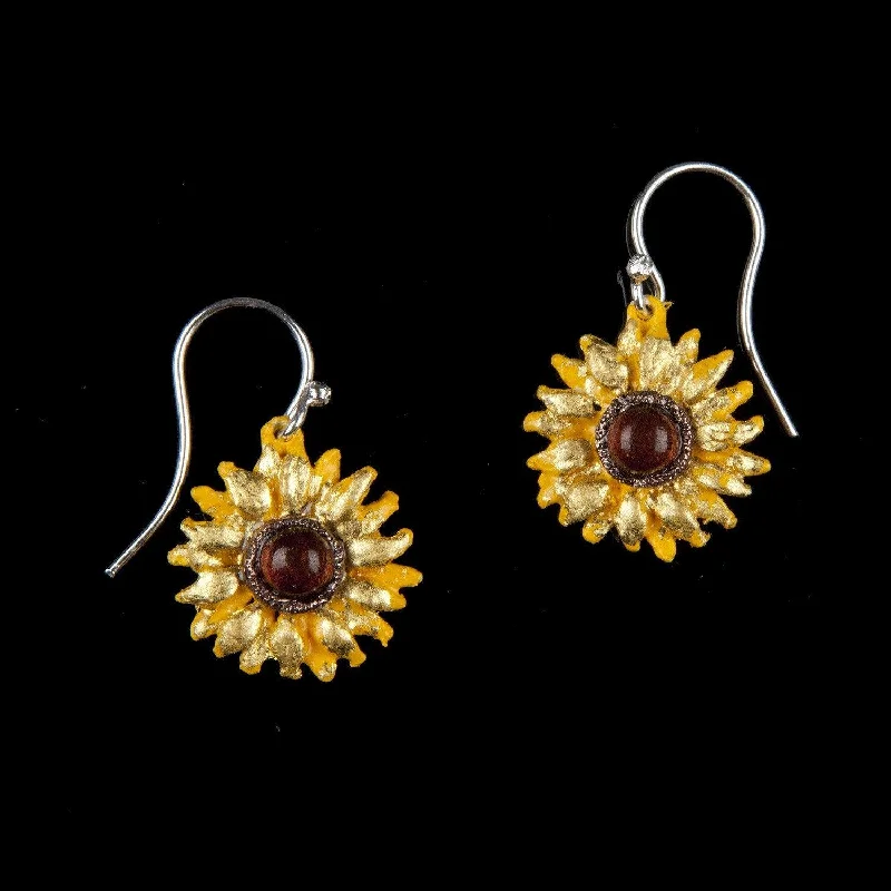 wedding set rings for women -rose gold earrings for women -Van Gogh Sunflower Earrings - Wire