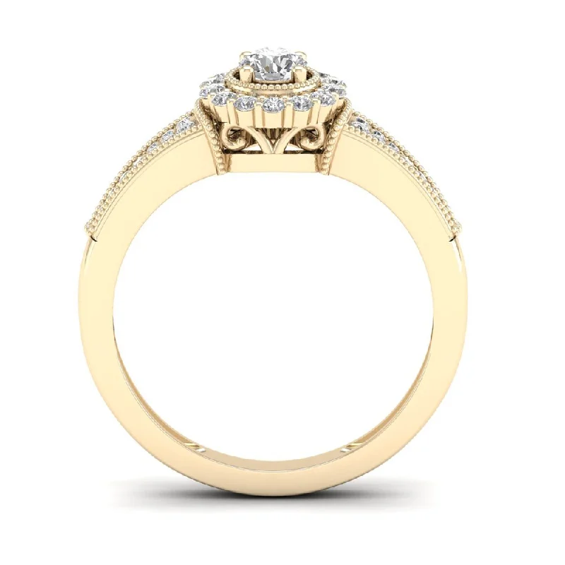 De Couer 1/3ct TDW Diamond Halo Ring - Yellow