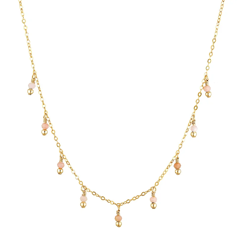 luxury necklaces for brides -Rain Choker Necklace ~ Pink Peruvian Opal