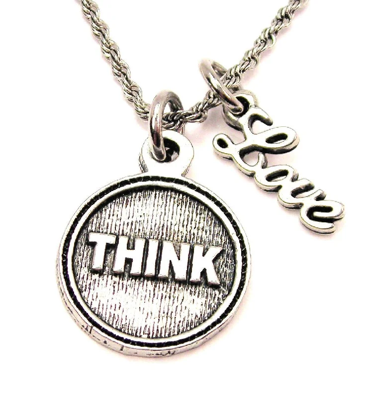 women's gold necklaces -Think 20" Chain Necklace With Cursive Love Accent