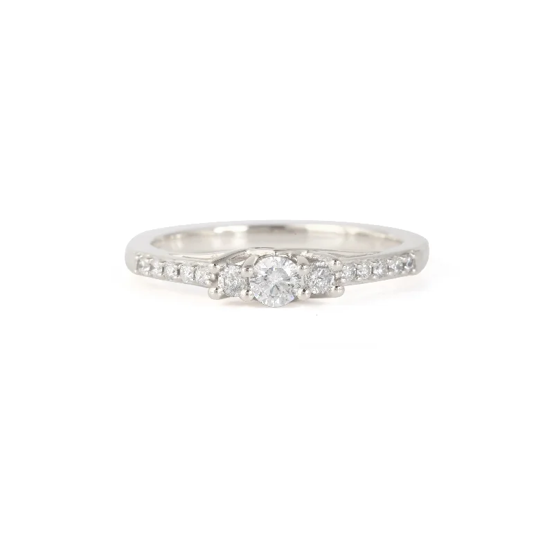 De Couer IGI Certified 10k White Gold 1/3ct TDW Diamond Three-Stone Anniversary Ring - White H-I