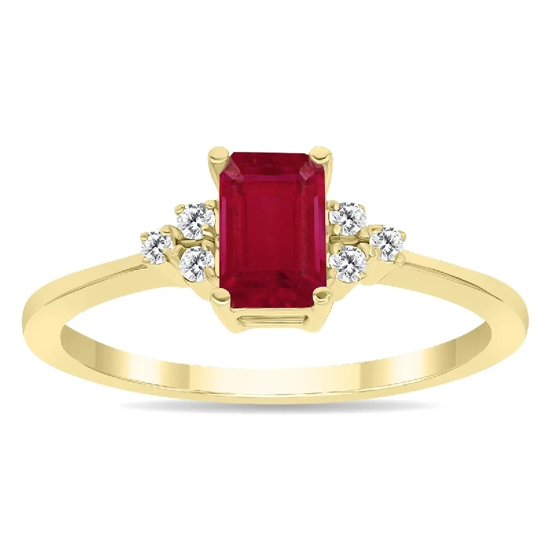 Ruby and Diamond Regal Ring in 10k Yellow Gold