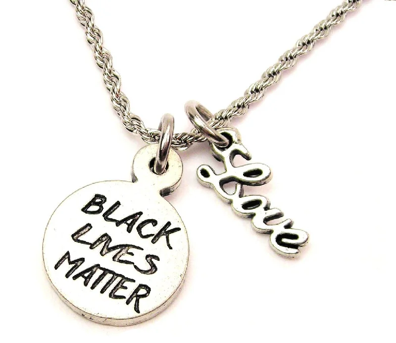 crystal necklaces for women -Black Lives Matter 20" Chain Necklace With Cursive Love Accent