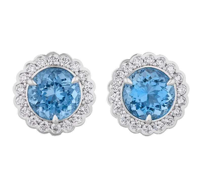 thin engagement rings -unique stud earrings for women -Aquamarine Earrings, 7.26 carats