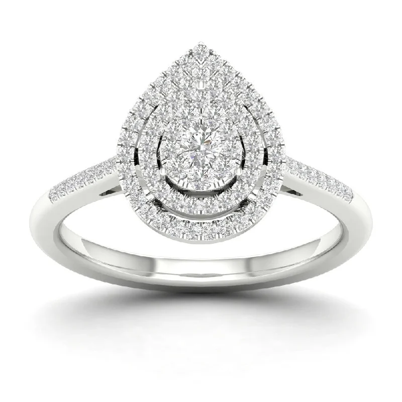 De Couer 1/4ct TDW Diamond Cluster Pear shape Ring