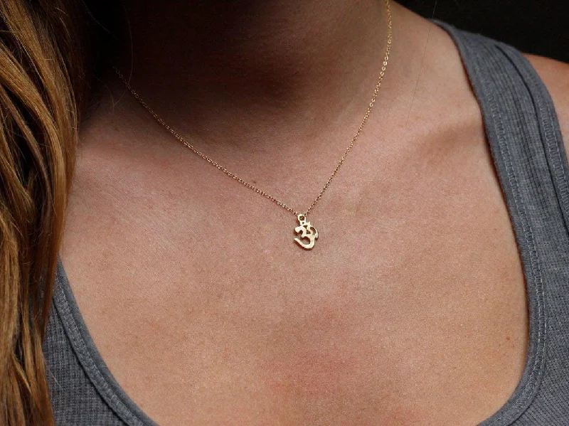 personalized zodiac necklaces -Yoga Necklace, Gold Ohm Necklace